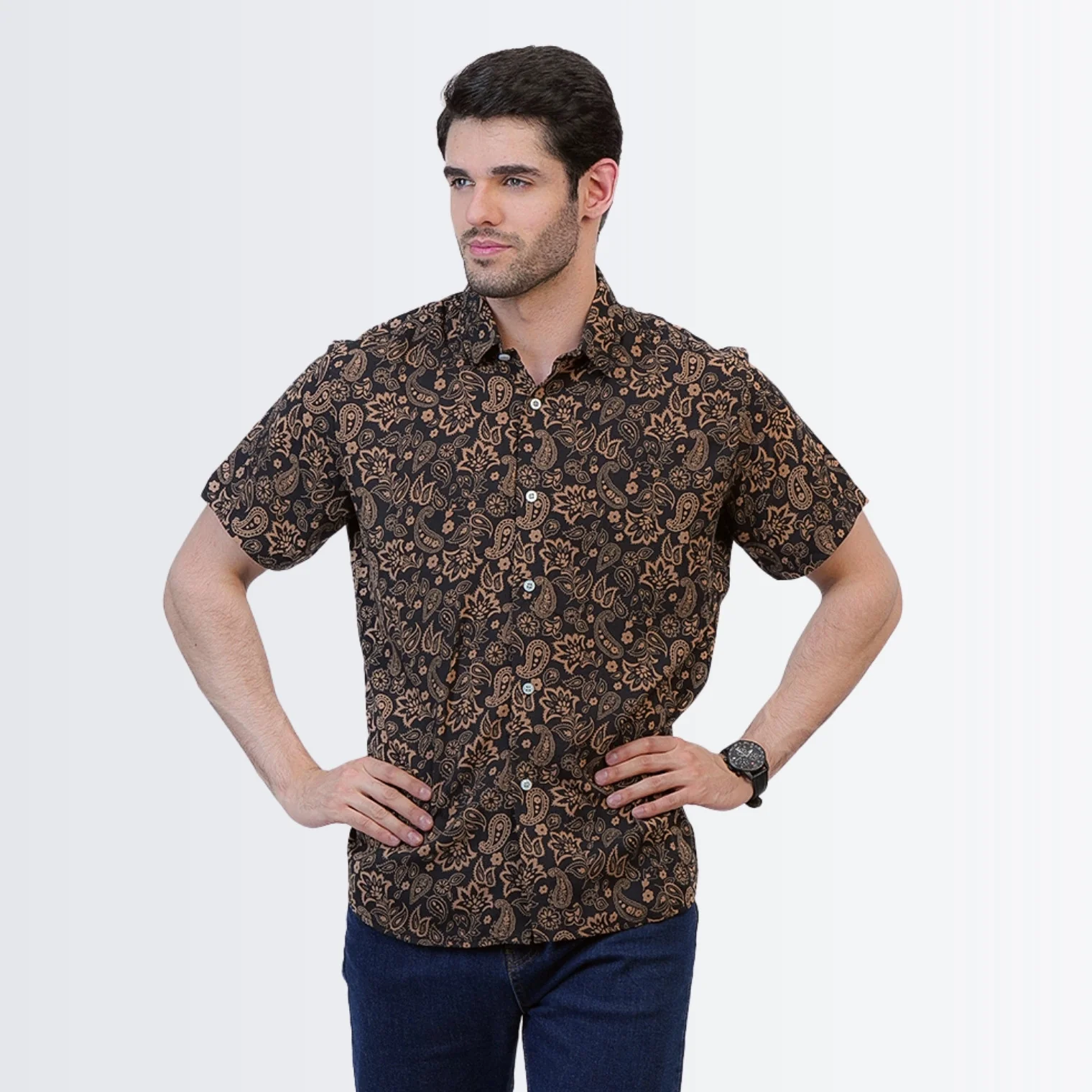 Black Floral Printed Shirt - Image 3