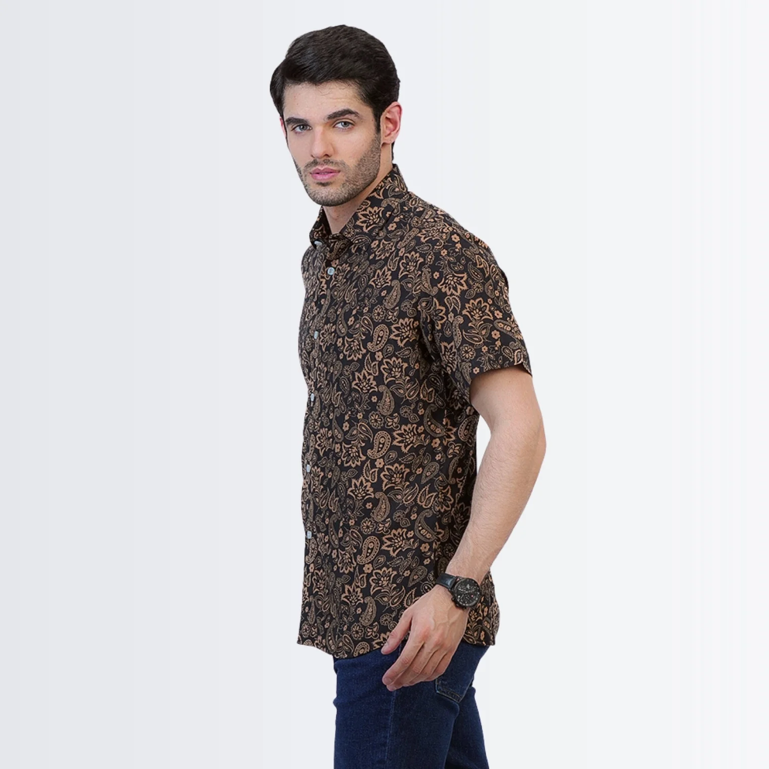 Black Floral Printed Shirt - Image 4