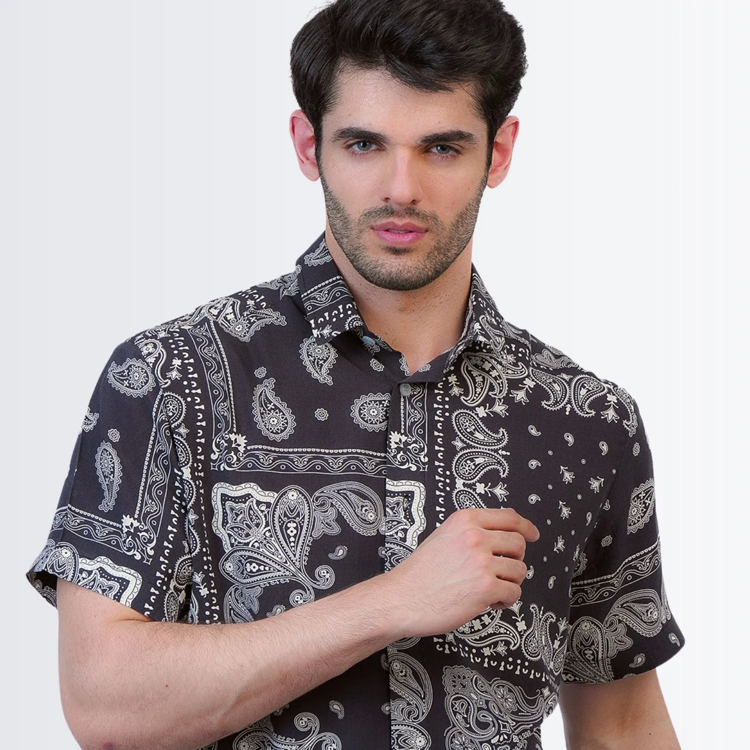 Black Paisley Printed Shirt - Image 3