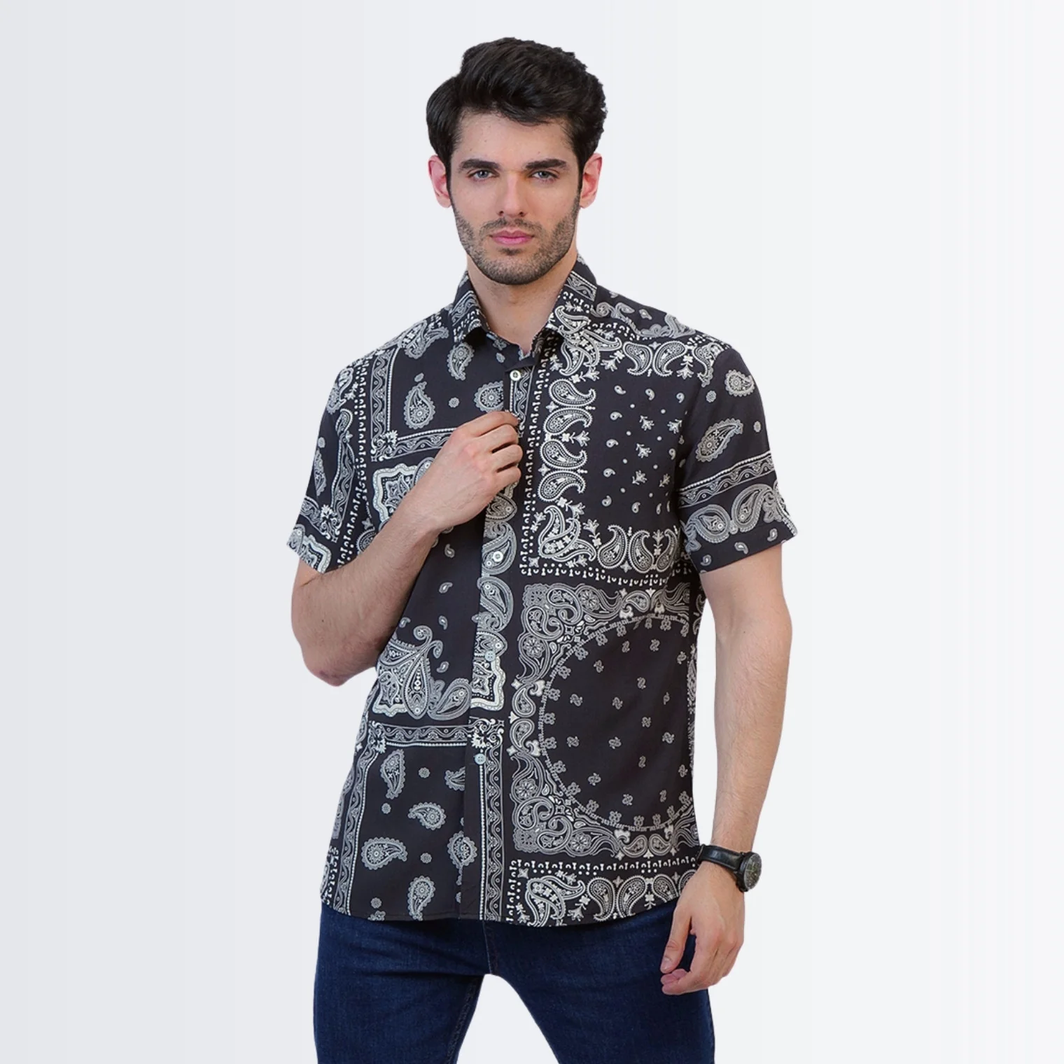 Black Paisley Printed Shirt - Image 4
