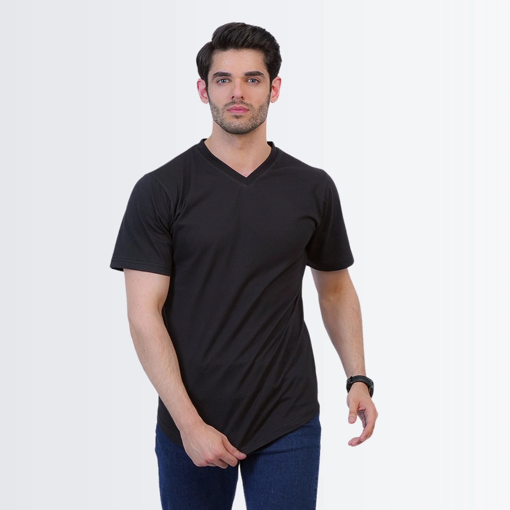 V Neck Tees Black - Image 3