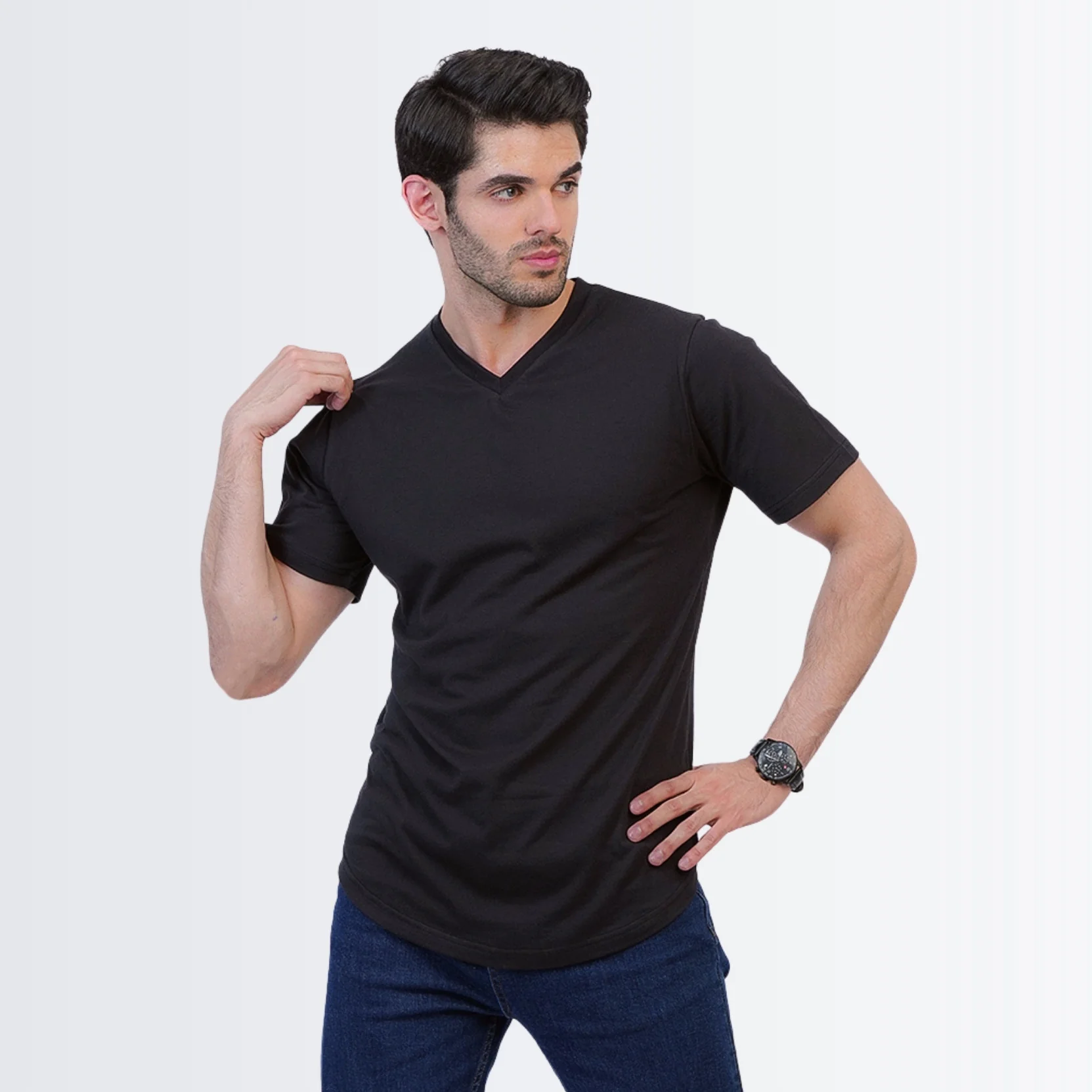 V Neck Tees Black - Image 4