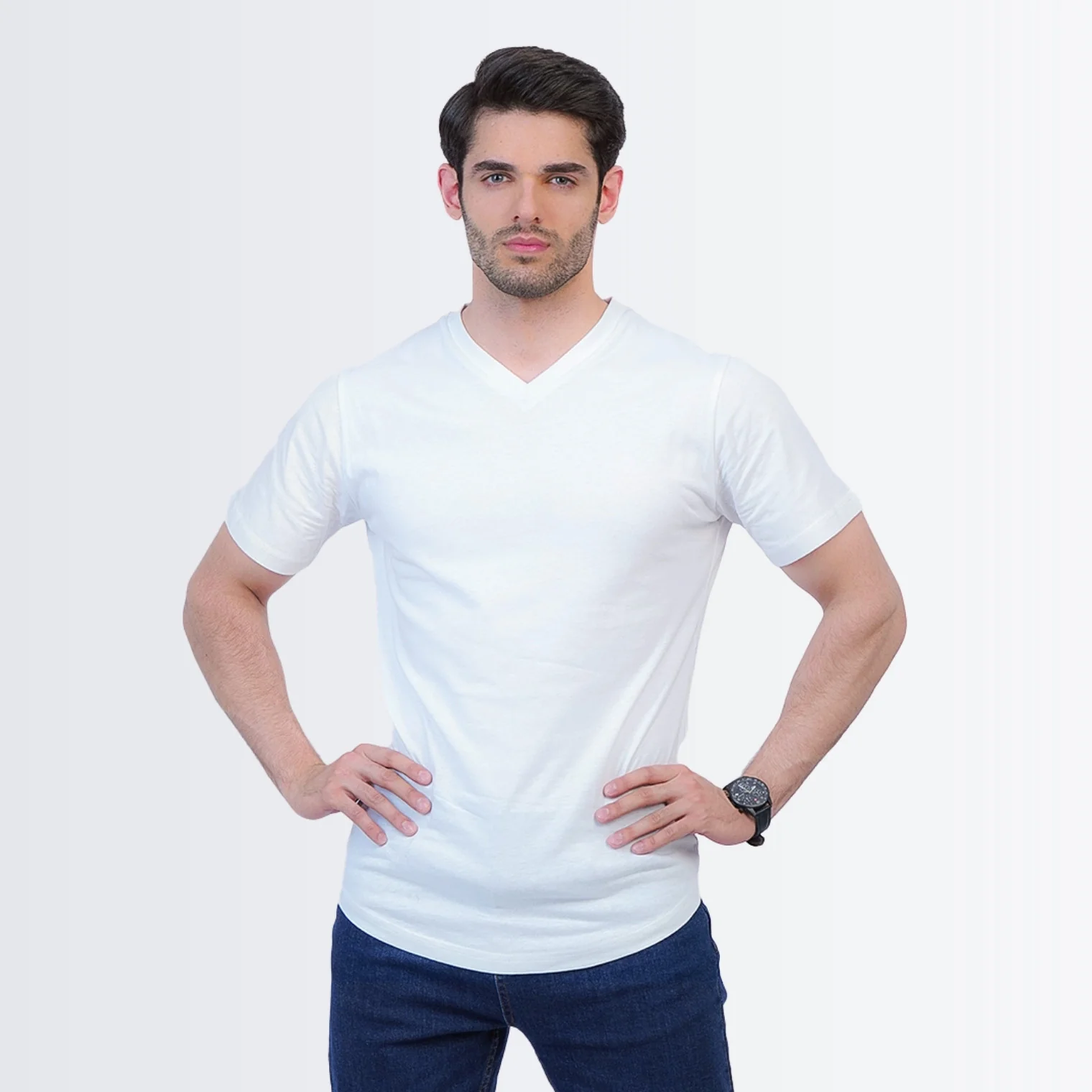 V Neck Tees White - Image 4
