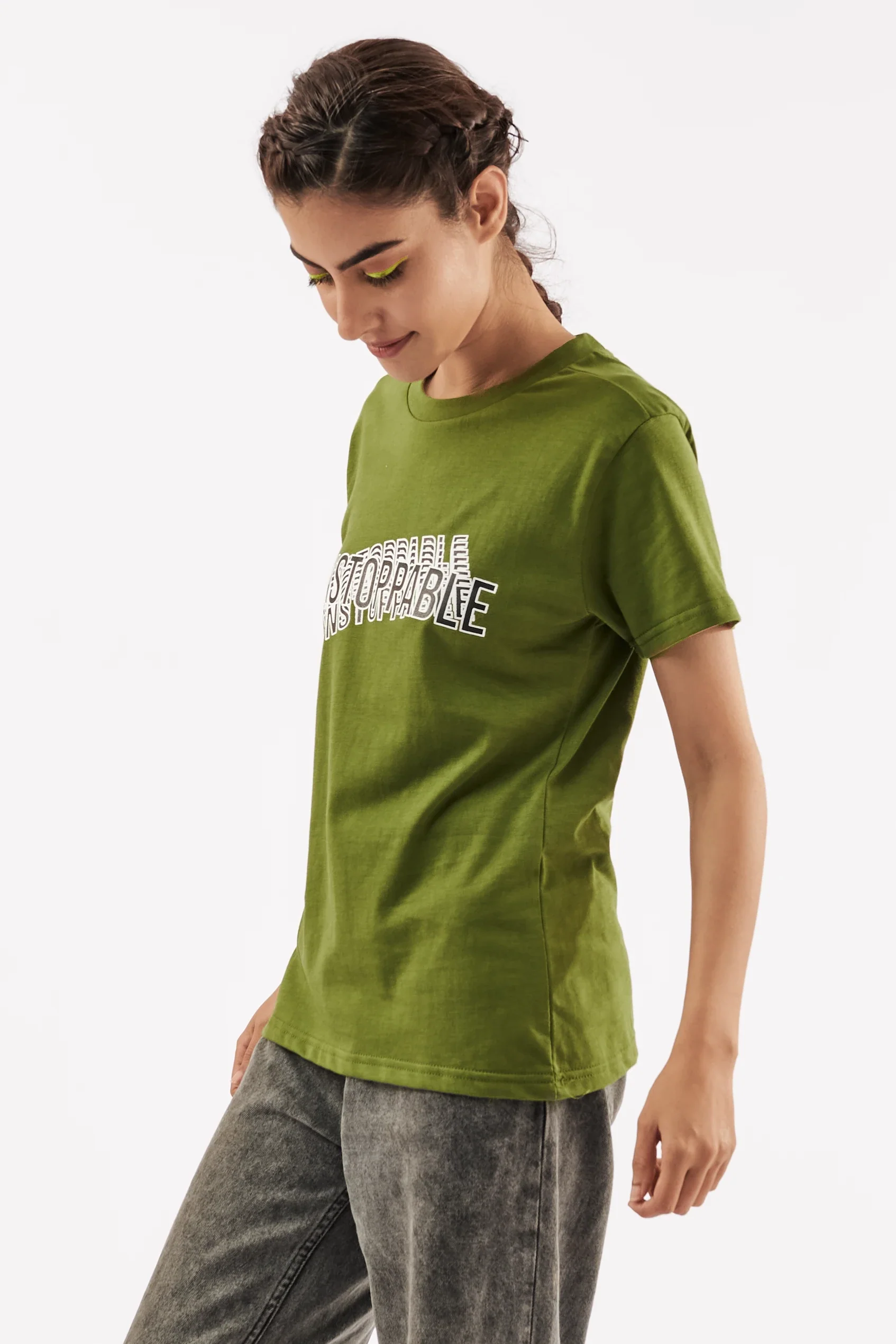 Women's Empowering T-Shirt Olive Green - Image 12