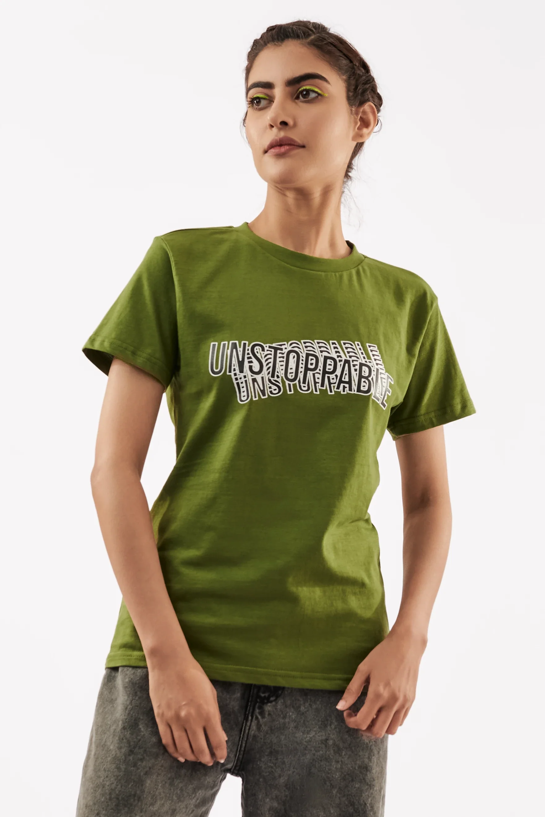 Women's Empowering T-Shirt Olive Green - Image 4