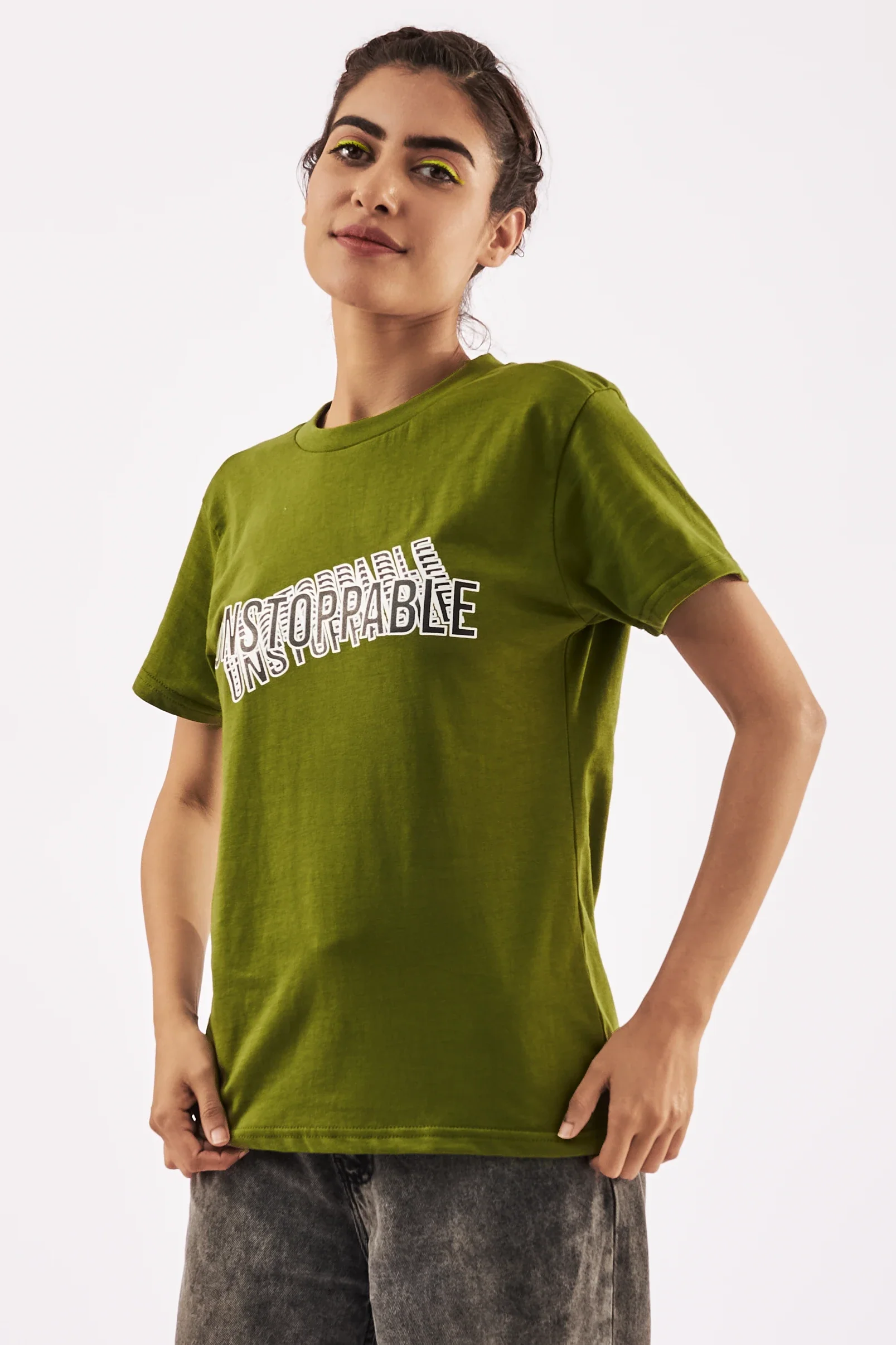 Women's Empowering T-Shirt Olive Green - Image 7