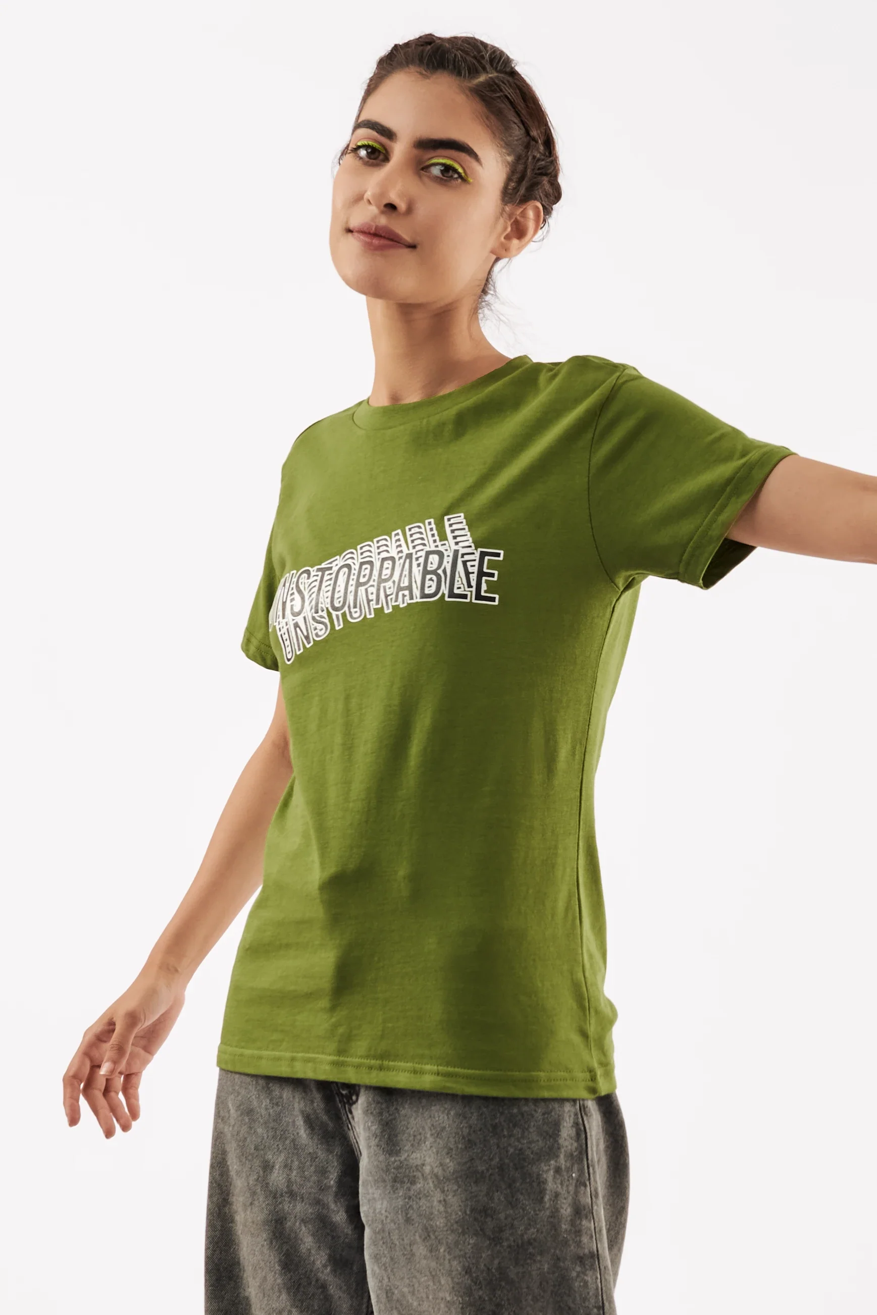 Women's Empowering T-Shirt Olive Green - Image 9